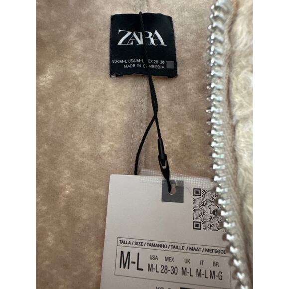 Zara OVERSIZED BOUCLE Bomber SAND Sz M-L NEW NWT - Picture 6 of 8